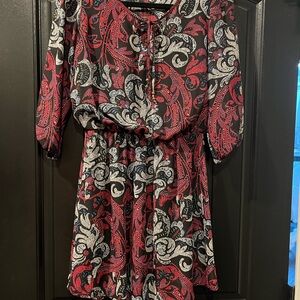 Paisley Print Women's Dress - Red and Black